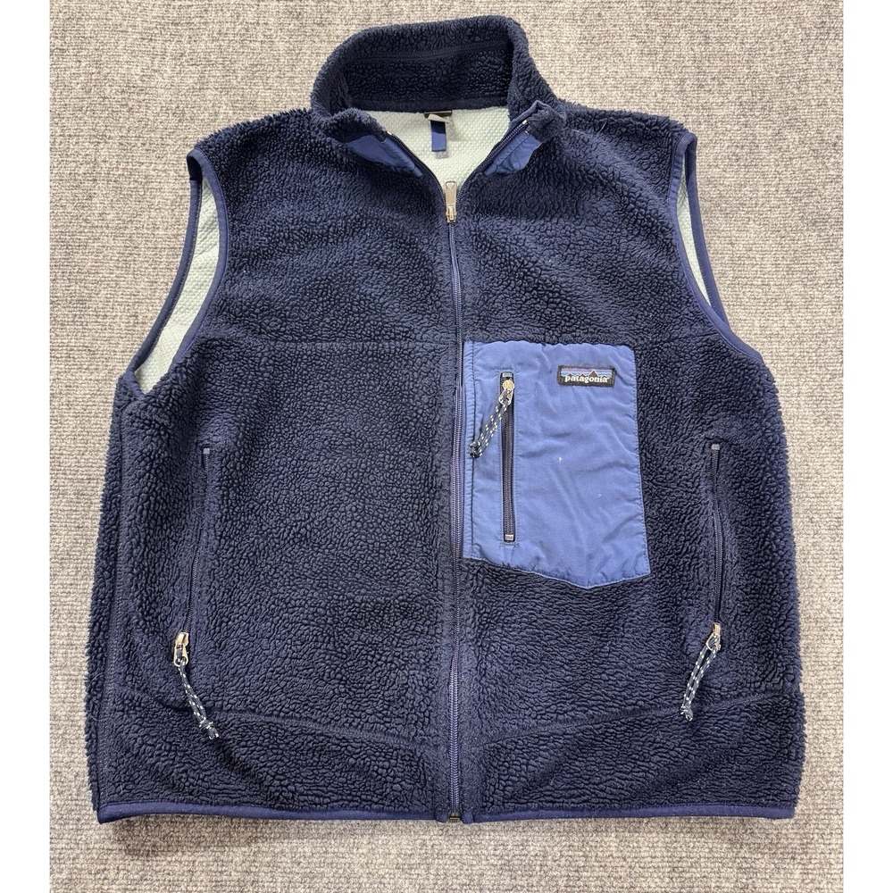 Vintage Patagonia Vest Pile Men's L Made In USA 90s Blue